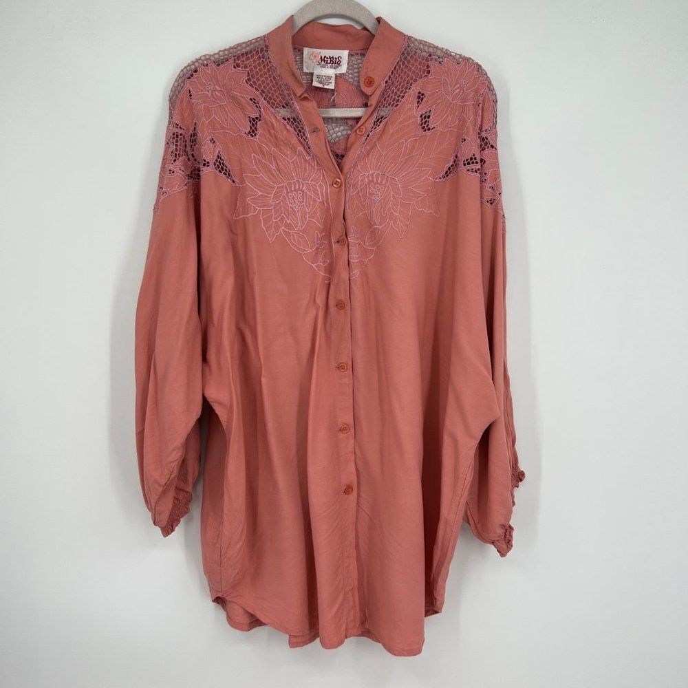 Hibis Rose Pink Embroidered Size Small Tunic Style Top